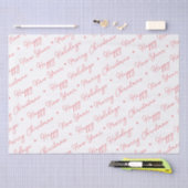 メリーモダンクリスマスのハッピーホリデーズピンクのスクリプト 薄葉紙 (クラフト)