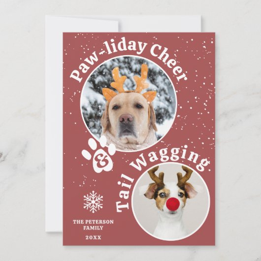 メリーモダンクリスマスのパワリーのペットおもしろい3枚の写真 シーズンカード (正面)