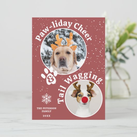 メリーモダンクリスマスのパワリーのペットおもしろい3枚の写真 シーズンカード (スタンド正面)