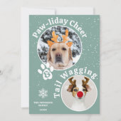 メリーモダンクリスマスのパワリーのペットおもしろい3枚の写真 シーズンカード (正面)