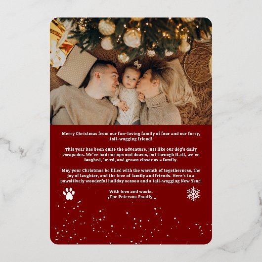 メリーモダンクリスマスのパワリーのペットおもしろい3枚の写真 箔シーズンカード (裏面)