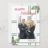 メリーモダンクリスマスのビジネス写真緑 シーズンカード (正面)