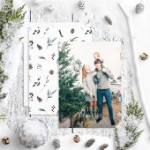 メリーモダンクリスマスのピネコーングリーン金ゴールド写真 箔シーズンカード