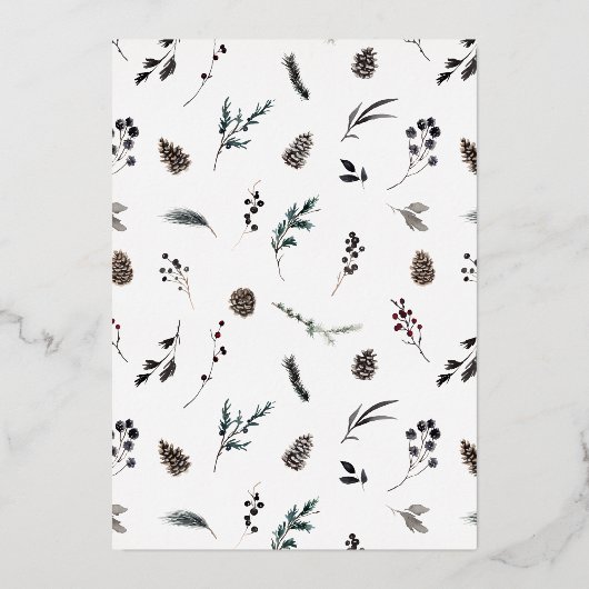 メリーモダンクリスマスのピネコーングリーン金ゴールド写真 箔シーズンカード (裏面)