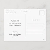 メリーモダンクリスマスのブラックフォトコラージュ シーズンポストカード (裏面)