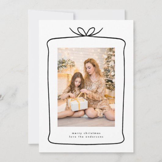メリーモダンクリスマスのプレゼントのリボン写真 シーズンカード (正面)