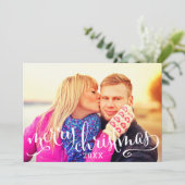 メリーモダンクリスマスのホワイトスクリプトフォトオーバーレイ シーズンカード (スタンド正面)