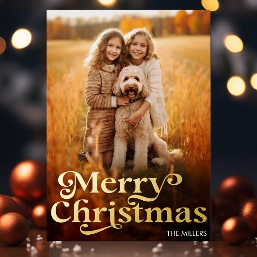 メリーモダンクリスマスのミニマリスト1写真エレガント 箔シーズンカード