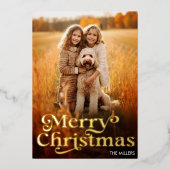 メリーモダンクリスマスのミニマリスト1写真エレガント 箔シーズンカード (正面)
