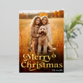 メリーモダンクリスマスのミニマリスト1写真エレガント 箔シーズンカード (立ち正面)