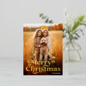 メリーモダンクリスマスのミニマリスト1写真エレガント 箔シーズンポストカード (立ち正面)