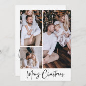 メリーモダンクリスマスのミニマリスト3写真コラージュ シーズンカード (正面/裏面)