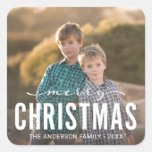 メリーモダンクリスマスの休日の写真 スクエアシール (正面)