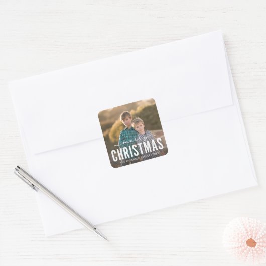 メリーモダンクリスマスの休日の写真 スクエアシール (封筒)