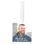 メリーモダンクリスマスの写真のパーソナライズ キューブオーナメント (正面)