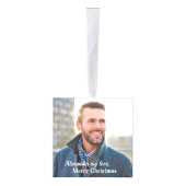 メリーモダンクリスマスの写真のパーソナライズ キューブオーナメント (右)