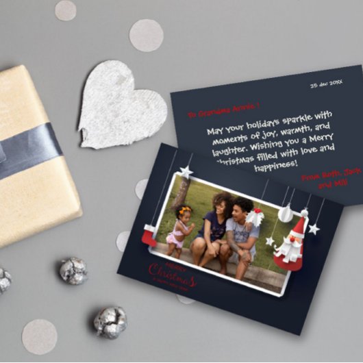 メリーモダンクリスマスの写真グリーティングカード シーズンカード