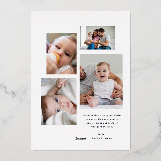 メリーモダンクリスマスの写真スタイリッシュ 箔シーズンカード (裏面)