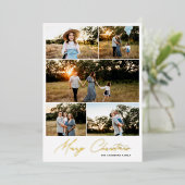 メリーモダンクリスマスの写真5枚ミニマル 箔シーズンカード (立ち正面)