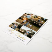 メリーモダンクリスマスの写真5枚ミニマル 箔シーズンカード (回転した状態)