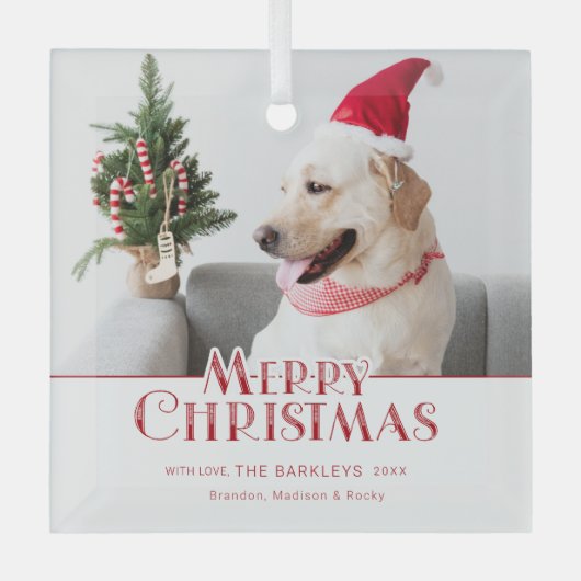 メリーモダンクリスマスの写真 ガラスオーナメント (正面)