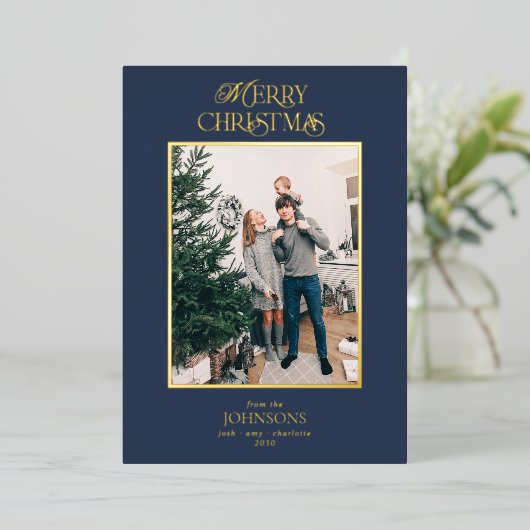 メリーモダンクリスマスの写真 箔シーズンカード (立ち正面)