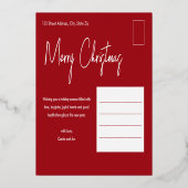メリーモダンクリスマスの台本のシンプル写真 箔シーズンカード (裏面)