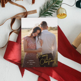 メリーモダンクリスマスの台本のシンプル写真 箔シーズンカード