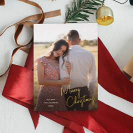 メリーモダンクリスマスの台本のシンプル写真 箔シーズンカード