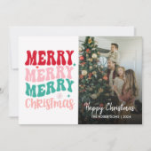 メリーモダンクリスマスの台本の家族の写真 シーズンカード (正面)