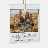 メリーモダンクリスマスの台本の家族の写真 セラミックオーナメント (右)