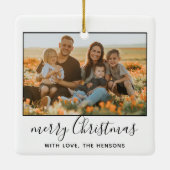 メリーモダンクリスマスの台本の家族の写真 セラミックオーナメント (裏面)