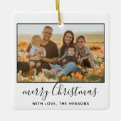 メリーモダンクリスマスの台本の家族の写真 セラミックオーナメント (正面)