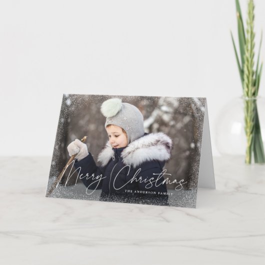 メリーモダンクリスマスの台本の雪の花の写真 シーズンカード (正面)