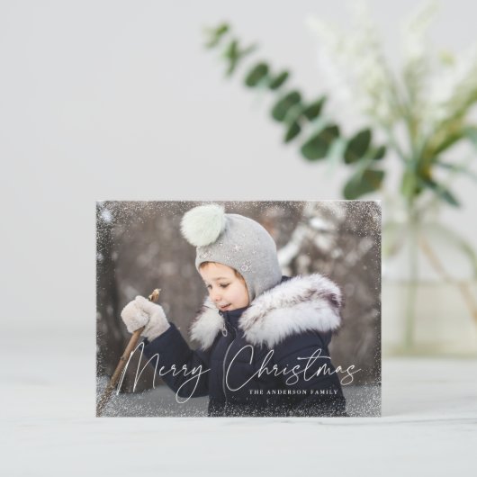 メリーモダンクリスマスの台本の雪ぼやけた写真 シーズンポストカード (スタンド正面)
