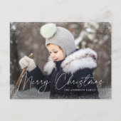 メリーモダンクリスマスの台本の雪ぼやけた写真 シーズンポストカード (正面)