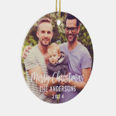 メリーモダンクリスマスの台本カスタムの家族写真 セラミックオーナメント (右)