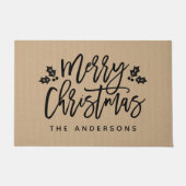 メリーモダンクリスマスの台本パーソナライズされた ドアマット (正面)