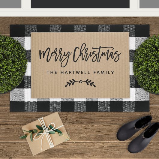 メリーモダンクリスマスの台本パーソナライズされた ドアマット
