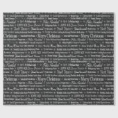 メリーモダンクリスマスの台本フォントブラックパターン ラッピングペーパー (フラット)