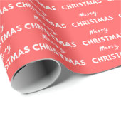 メリーモダンクリスマスの台本フォント赤いパターン ラッピングペーパー (ロールコーナー)