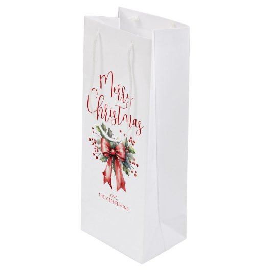 メリーモダンクリスマスの台本ホリーボウ名 ワインギフトバッグ (正面アングル)