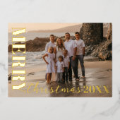 メリーモダンクリスマスの台本ワンフォト金ゴールド 箔シーズンカード (正面)