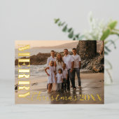 メリーモダンクリスマスの台本ワンフォト金ゴールド 箔シーズンカード (立ち正面)