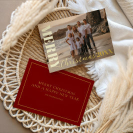 メリーモダンクリスマスの台本ワンフォト金ゴールド 箔シーズンカード