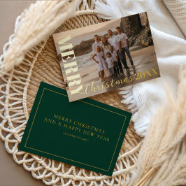 メリーモダンクリスマスの台本ワンフォト金ゴールド 箔シーズンカード