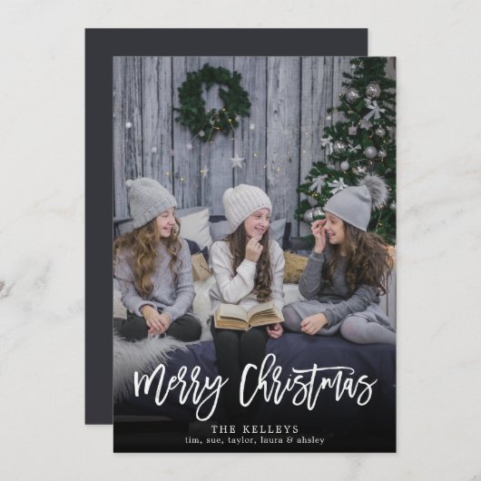 メリーモダンクリスマスの台本、垂直フルフォト シーズンカード (正面/裏面)