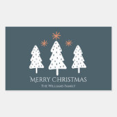 メリーモダンクリスマスの木と星 長方形シール (正面)