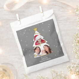 メリーモダンクリスマスの木の写真コラージュ灰色 フェイバーバッグ