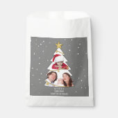 メリーモダンクリスマスの木の写真コラージュ灰色 フェイバーバッグ (正面)